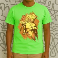 Grunge Painted Spartan Gladiator Warrior Helmet T-Shirt
