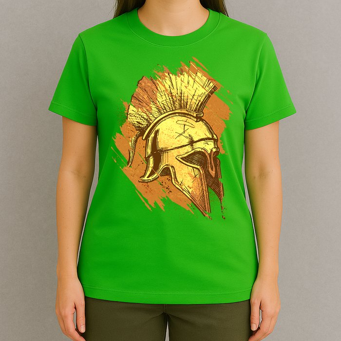 Grunge Painted Spartan Gladiator Warrior Helmet T-Shirt