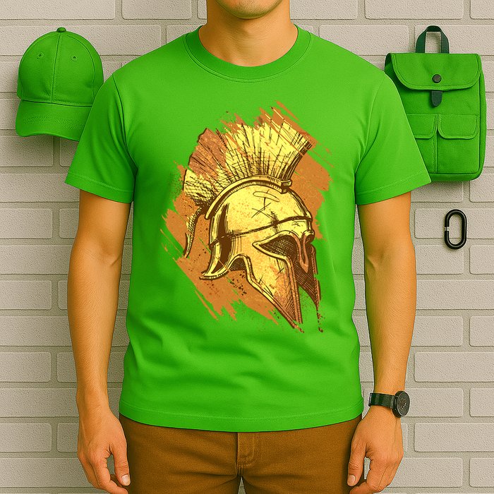 Grunge Painted Spartan Gladiator Warrior Helmet T-Shirt