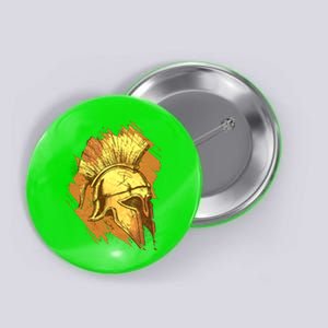 Grunge Painted Spartan Gladiator Warrior Helmet Button