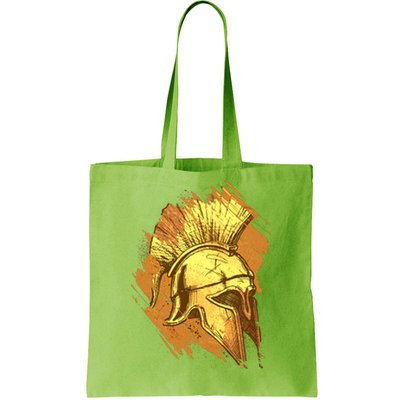 Grunge Painted Spartan Gladiator Warrior Helmet Tote Bag