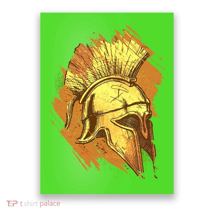 Grunge Painted Spartan Gladiator Warrior Helmet Poster