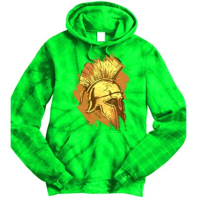 Grunge Painted Spartan Gladiator Warrior Helmet Tie Dye Hoodie