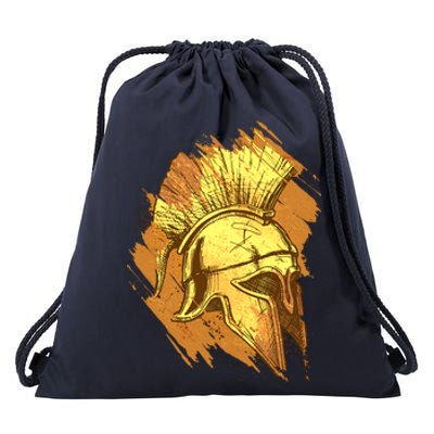 Grunge Painted Spartan Gladiator Warrior Helmet Drawstring Bag