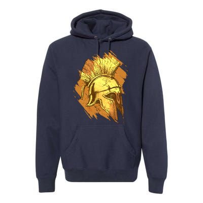 Grunge Painted Spartan Gladiator Warrior Helmet Premium Hoodie