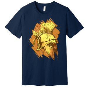 Grunge Painted Spartan Gladiator Warrior Helmet Premium T-Shirt