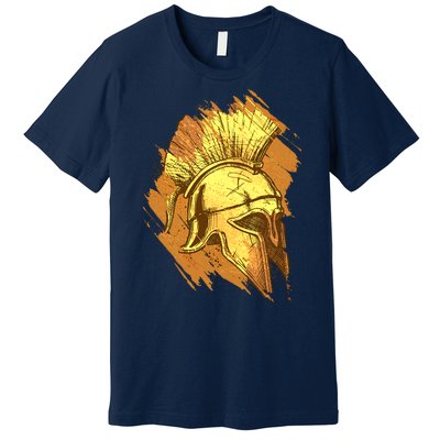 Grunge Painted Spartan Gladiator Warrior Helmet Premium T-Shirt