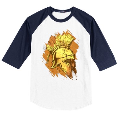 Grunge Painted Spartan Gladiator Warrior Helmet Baseball Sleeve Shirt