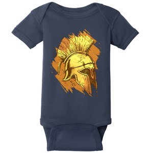 Grunge Painted Spartan Gladiator Warrior Helmet Baby Bodysuit