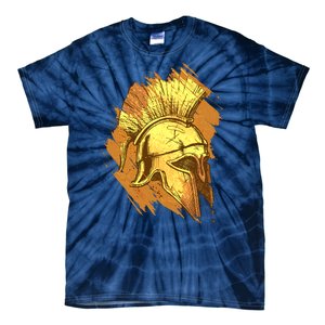 Grunge Painted Spartan Gladiator Warrior Helmet Tie-Dye T-Shirt