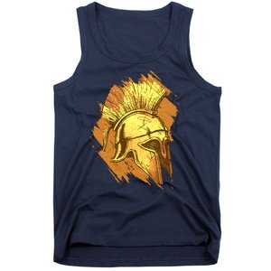 Grunge Painted Spartan Gladiator Warrior Helmet Tank Top