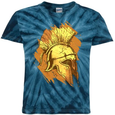 Grunge Painted Spartan Gladiator Warrior Helmet Kids Tie-Dye T-Shirt