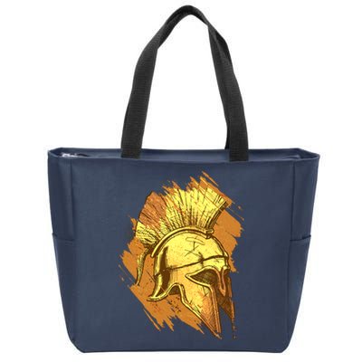 Grunge Painted Spartan Gladiator Warrior Helmet Zip Tote Bag