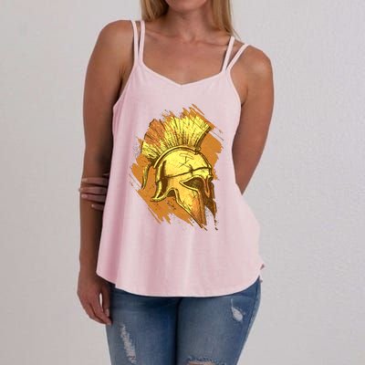 Grunge Painted Spartan Gladiator Warrior Helmet Women's Strappy Tank