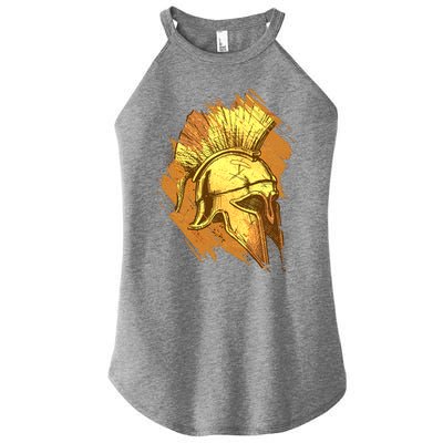 Grunge Painted Spartan Gladiator Warrior Helmet Women's Perfect Tri Rocker Tank