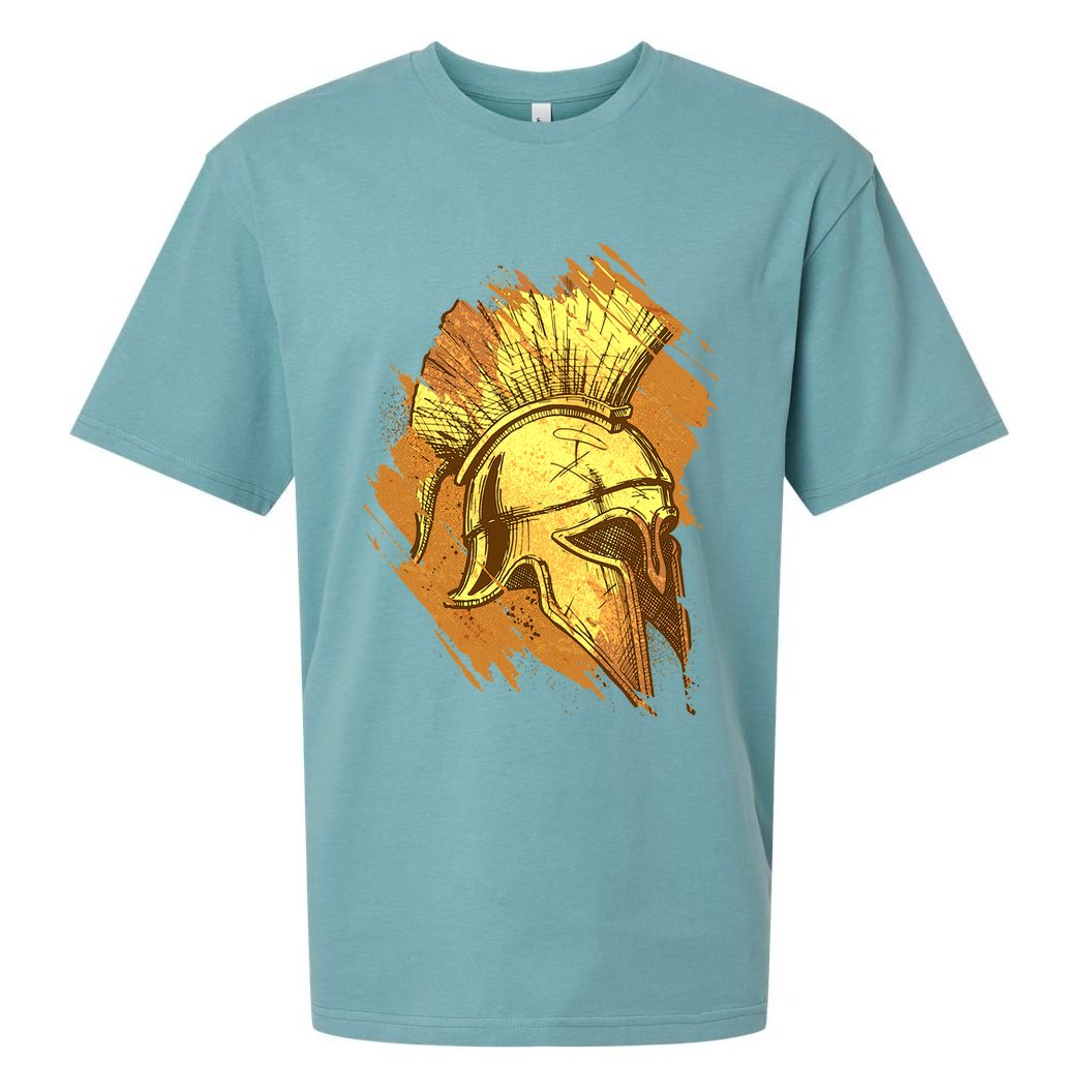 Grunge Painted Spartan Gladiator Warrior Helmet Sueded Cloud Jersey T-Shirt