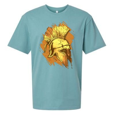 Grunge Painted Spartan Gladiator Warrior Helmet Sueded Cloud Jersey T-Shirt