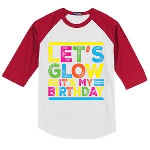 Glow Party Squad Let's Glow Party Birthday Night Matching Gift Kids Colorblock Raglan Jersey