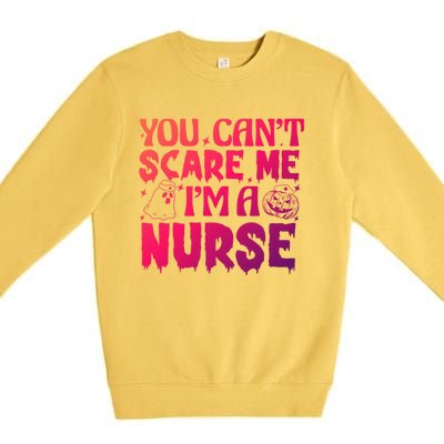 Ghost Pumpkin Spooky Halloween You Cant Scare Me Im A Nurse Great Gift Premium Crewneck Sweatshirt