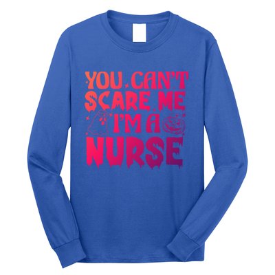 Ghost Pumpkin Spooky Halloween You Cant Scare Me Im A Nurse Great Gift Long Sleeve Shirt