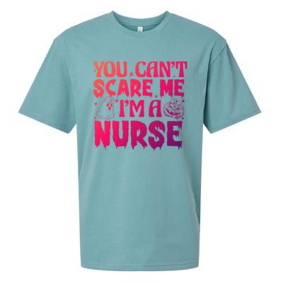 Ghost Pumpkin Spooky Halloween You Cant Scare Me Im A Nurse Great Gift Sueded Cloud Jersey T-Shirt