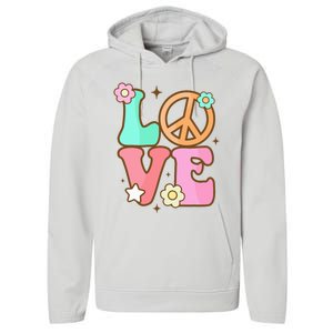 Groovy Peace Sign Love Costume for 60s 70s Theme Party Performance Fleece Hoodie