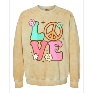 Groovy Peace Sign Love Costume for 60s 70s Theme Party Colorblast Crewneck Sweatshirt