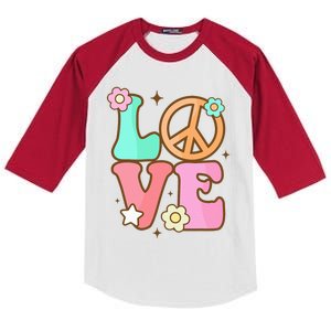 Groovy Peace Sign Love Costume for 60s 70s Theme Party Kids Colorblock Raglan Jersey