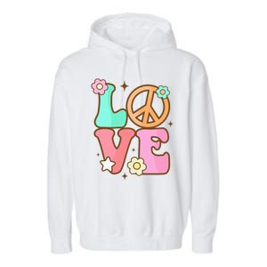 Groovy Peace Sign Love Costume for 60s 70s Theme Party Garment-Dyed Fleece Hoodie