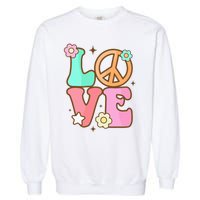 Groovy Peace Sign Love Costume for 60s 70s Theme Party Garment-Dyed Sweatshirt