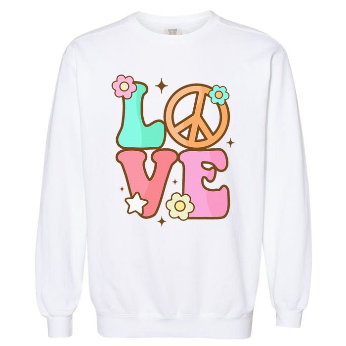 Groovy Peace Sign Love Costume for 60s 70s Theme Party Garment-Dyed Sweatshirt