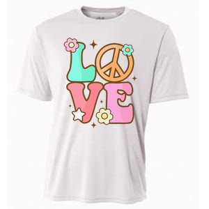 Groovy Peace Sign Love Costume for 60s 70s Theme Party Cooling Performance Crew T-Shirt