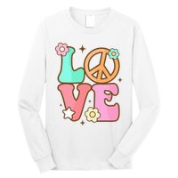 Groovy Peace Sign Love Costume for 60s 70s Theme Party Long Sleeve Shirt