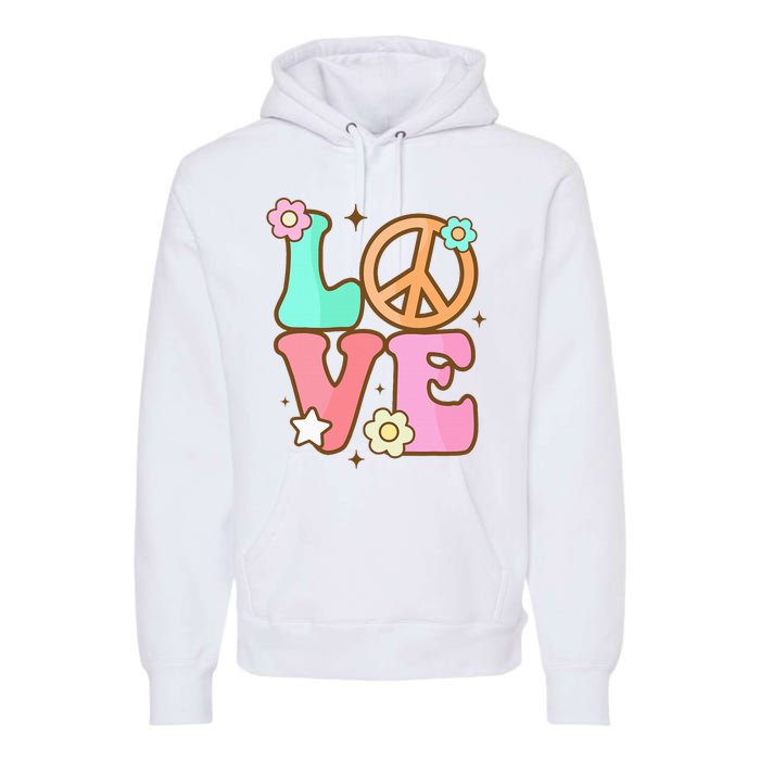 Groovy Peace Sign Love Costume for 60s 70s Theme Party Premium Hoodie