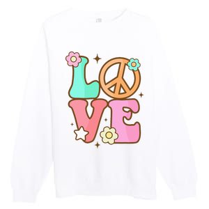 Groovy Peace Sign Love Costume for 60s 70s Theme Party Premium Crewneck Sweatshirt