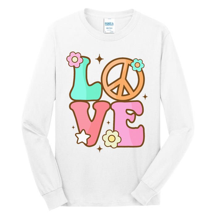 Groovy Peace Sign Love Costume for 60s 70s Theme Party Tall Long Sleeve T-Shirt