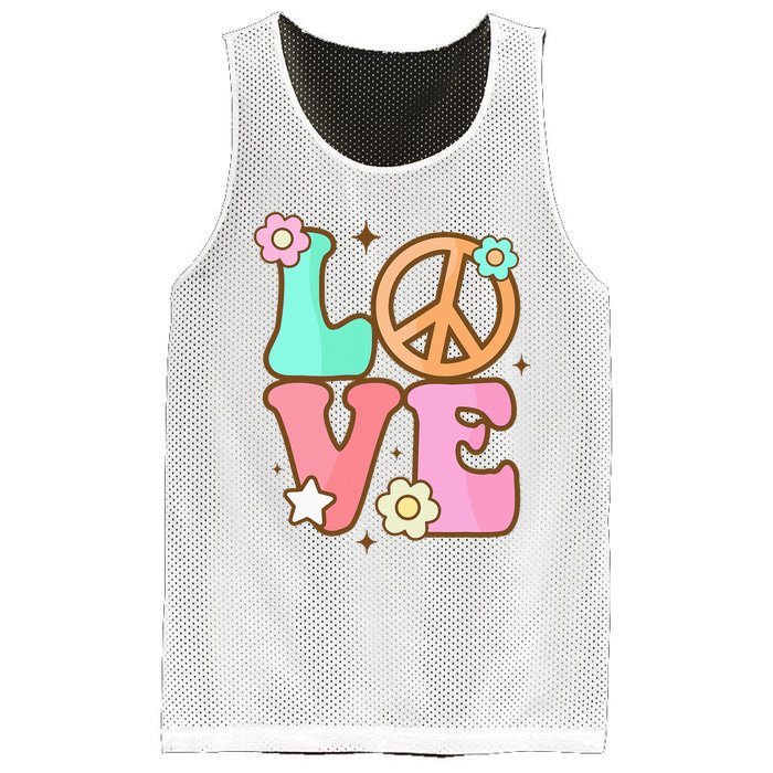 Groovy Peace Sign Love Costume for 60s 70s Theme Party Mesh Reversible Basketball Jersey Tank