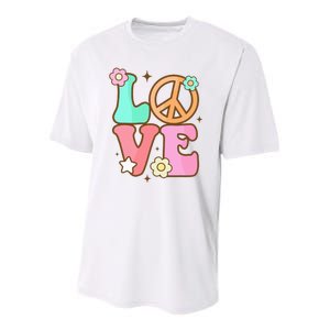 Groovy Peace Sign Love Costume for 60s 70s Theme Party Youth Performance Sprint T-Shirt