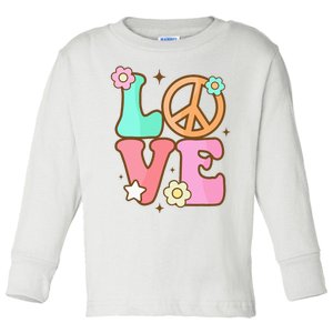 Groovy Peace Sign Love Costume for 60s 70s Theme Party Toddler Long Sleeve Shirt