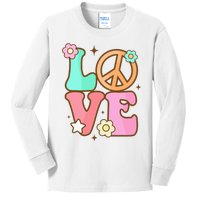 Groovy Peace Sign Love Costume for 60s 70s Theme Party Kids Long Sleeve Shirt