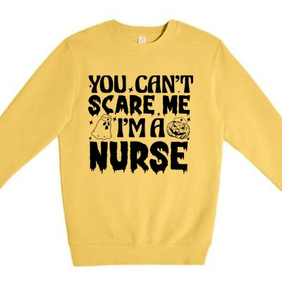 Ghost Pumpkin Spooky Halloween You Cant Scare Me Im A Nurse Gift Premium Crewneck Sweatshirt