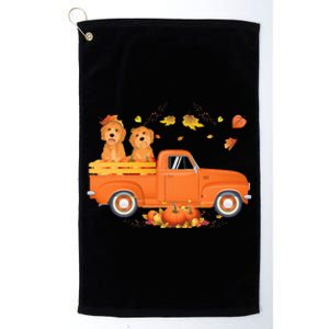 Goldendoodle Pumpkin Truck Fall Leaf Thanksgiving Halloween Platinum Collection Golf Towel