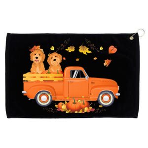 Goldendoodle Pumpkin Truck Fall Leaf Thanksgiving Halloween Grommeted Golf Towel