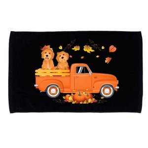 Goldendoodle Pumpkin Truck Fall Leaf Thanksgiving Halloween Microfiber Hand Towel