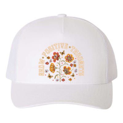 Grow Positive Thoughts Floral Bohemian Style Butterfly Positive Yupoong Adult 5-Panel Trucker Hat