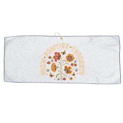 Grow Positive Thoughts Floral Bohemian Style Butterfly Positive Large Microfiber Waffle Golf Towel