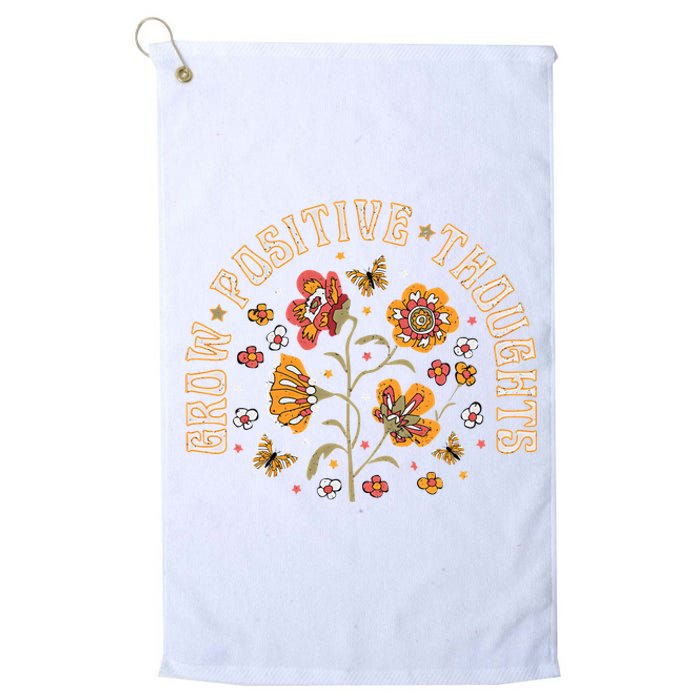 Grow Positive Thoughts Floral Bohemian Style Butterfly Positive Platinum Collection Golf Towel