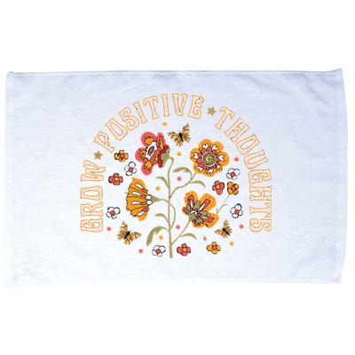 Grow Positive Thoughts Floral Bohemian Style Butterfly Positive Microfiber Hand Towel