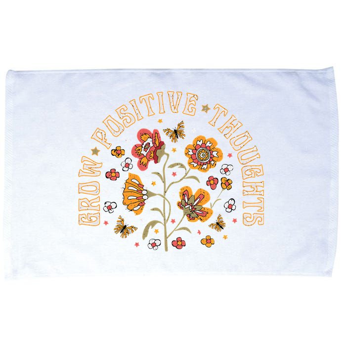 Grow Positive Thoughts Floral Bohemian Style Butterfly Positive Microfiber Hand Towel