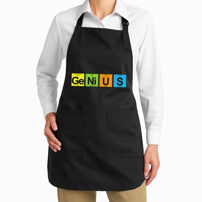 Genius Periodic Table Of Elements Full-Length Apron With Pockets